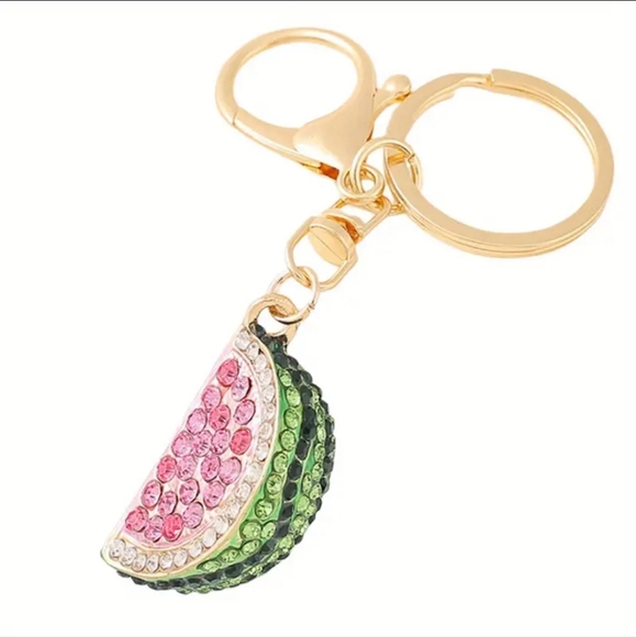 NEW! Rhinestone Watermelon🍉 Keychain Bag 🎒👜 Charm ~ 🎁, Summer, Fruit - Picture 2 of 9